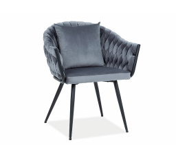 Jídelní židle s polštářem NUVO VELVET, Šedý Bluvel 14/Černá