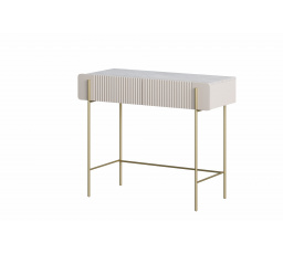 Toaletní stolek Malmi 100 cm se zásuvkami - kašmír / crema bianca / zlaté nožky