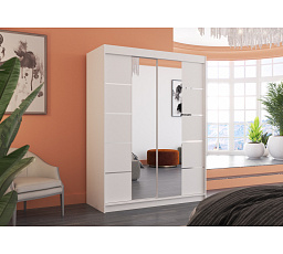 Posuvná skříň se zrcadlem NORDIC 150 Bílá+Bílá