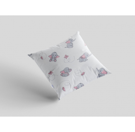 Bavlněný povlak na polštář 40x40 cm s dětským motivem slůně šedé
