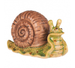 Šnek - keramická figurka, zelený s hnědou ulitou
