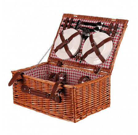 Koš piknikový - s vybavením pro 4 osoby, proutěný, barva hnědá Koš piknikový - s vybavením pro 4 osoby, proutěný, barva hnědá