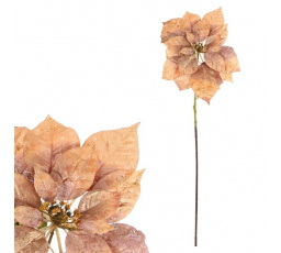 Vánoční růže - umělý květ na stonku, barva zlatá