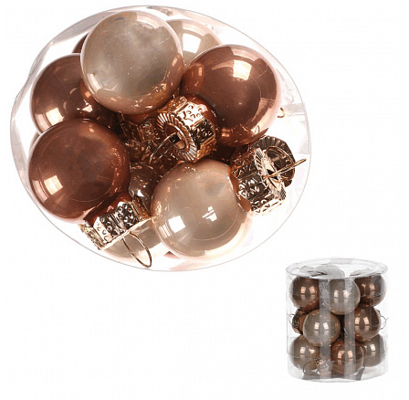 Ozdoby skleněné - pr. 2 cm, karamelové, cena za balení (12 ks)