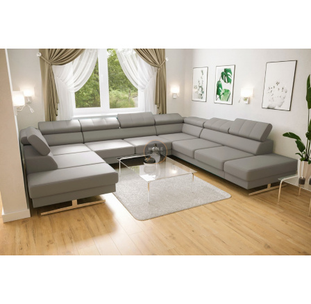 Rohová sedací souprava EMPORIO MAX I 300x350x220 přírodní kůže - šedá kůže , pravá Rohová sedací souprava EMPORIO MAX I 300x350x220 přírodní kůže - šedá kůže , pravá