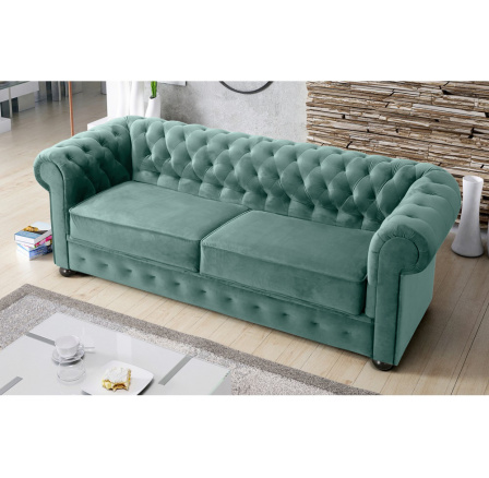 Sofa dvoumístná MANCHESTER II 188 cm - Pohovka s funkcí spaní, odstíny mátové Sofa dvoumístná MANCHESTER II 188 cm - Pohovka s funkcí spaní, odstíny mátové