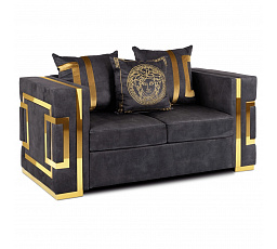 Sofa PALLAZO 2S Dvoumístná Černá/Zlatá