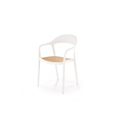 Jídelní židle stohovatelná K530, Bílá/Přírodní
