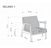 Křeslo MILANO 1S, Modrý Castel 74/Tmavý Ořech