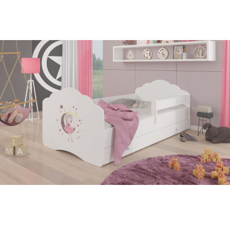 Postel s matrací, zábranou a šuplíkem CASIMO SLEEPING PRINCESS 160x80 Bílá
