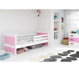 Dětská postel RICO 90x200 cm, bez matrace, Bílá/Růžová