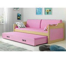 Dětská postel DAVID s matracemi, 90x200 cm, Přírodní/Grafit
