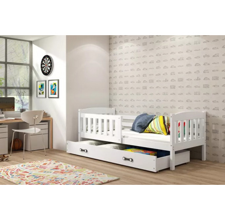 Dětská postel KUBUS 80x190 cm se šuplíkem, bez matrace, Bílá/Bílá