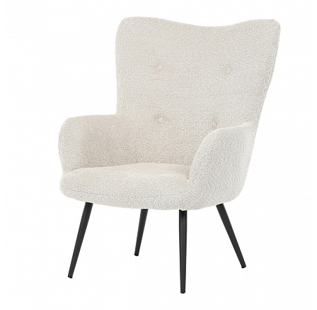 Křeslo ušák, béžová, látka bouclé, AK-W1206 CRM2