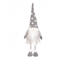 Skřítek - látková figurka, LED osvětlení, barva šedo-bílá