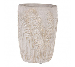 Váza betonová - vzor kvetoucí trávy, šedo-zlatá