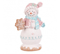 Sněhulák perníkový - polyresin, v pestrobarevném oblečku