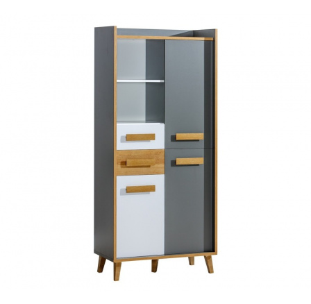 Systém "WERSO" W3 (Regál 3D 2S) - Barva: bílý brilantní/riviera Systém "WERSO" W3 (Regál 3D 2S) - Barva: bílý brilantní/riviera