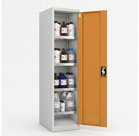 Chemická skříň na chemikálie BHPX typu sloupek šedo-žlutá: PETER, 500 x 1850 x 400 mm Chemická skříň na chemikálie BHPX typu sloupek šedo-žlutá: PETER, 500 x 1850 x 400 mm