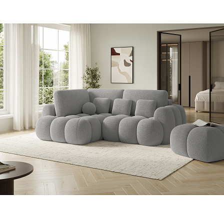 Upholstered Pouf Covio, Gray Bouclé Royal 04 85x52 Upholstered Pouf Covio, Gray Bouclé Royal 04 85x52