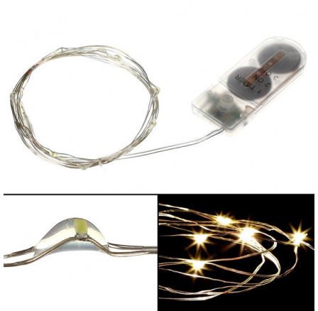 Řetěz s LED světýlky - na baterie, barva teplá bílá