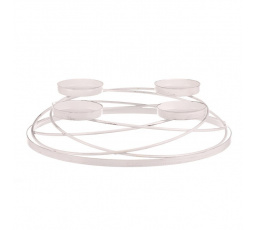 Svícen kovový - adventní, barva bílá