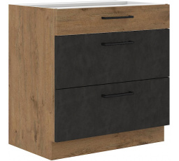 Dolní skřínka VEGAS - 80 D 3S BB, Dub Lancelot / Matera