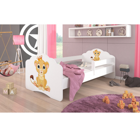 Postel s matrací a zábranou CASIMO LION 140x70 Bílá