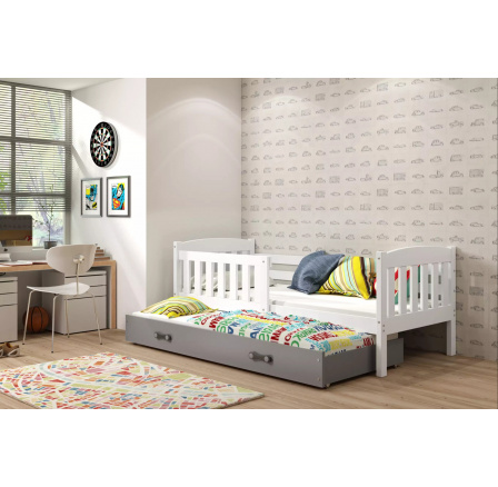 Dětská postel KUBUS s přistýlkou 90x200 cm, bez matrací, Bílá/Grafit