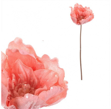 Čemeřice - umělý květ na stonku, růžová se třpytkami Čemeřice - umělý květ na stonku, růžová se třpytkami