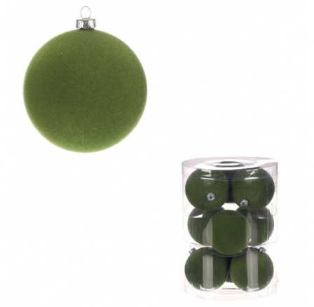 Kulaté sametové ozdoby - pr. 7 cm, zelené, cena za balení (9 ks)