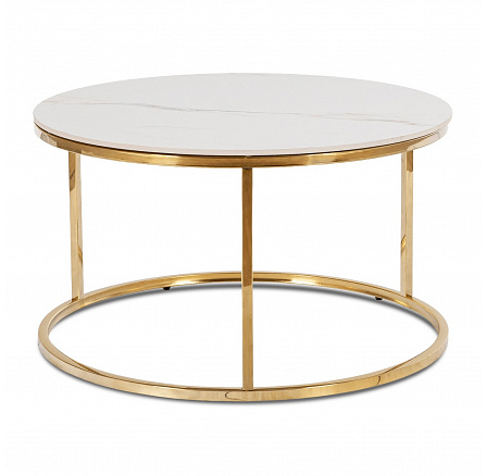 Konferenční stolek VENICE Bílý Mramor/Zlatý