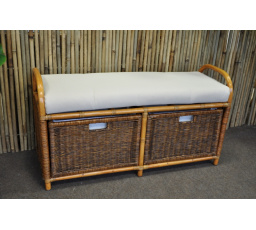 Ratanová taburetka double se zásuvkami brown wash