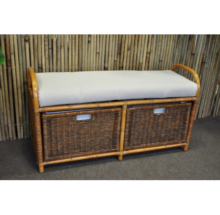 Ratanová taburetka double se zásuvkami brown wash Ratanová taburetka double se zásuvkami brown wash