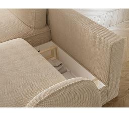 Tesalia corner sofa with sleeping function and storage compartment, beige velvet, left-hand side Calmora 18 197x115 Left 1