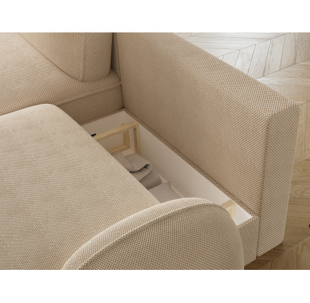 Tesalia corner sofa with sleeping function and storage compartment, beige velvet, left-hand side Calmora 18 197x115 Left 1 Tesalia corner sofa with sleeping function and storage compartment, beige velvet, left-hand side Calmora 18 197x115 Left 1