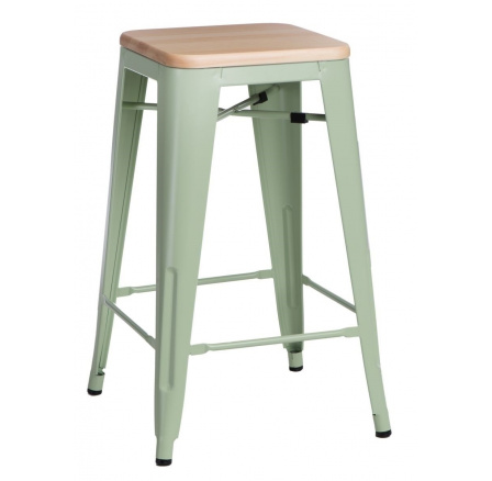 Barová židle Paris Wood 65cm zelená borovice přírodní