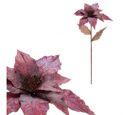 Vánoční růže - umělá řezaná, třpytivý fialový květ