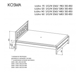 Postel "KOSMA" - Barva korpusu: borovice na bílé