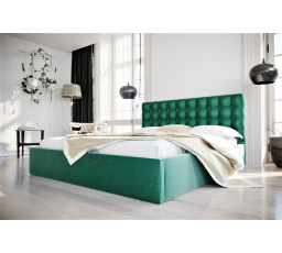 Postel LOFT - 160x200, Kovová na plynových zvedácích, zelená