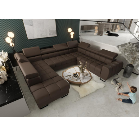 Rohová sedací souprava ASPEN MAX I 265x350x225 cm přírodní kůže - pravá, Hnědá kůže Rohová sedací souprava ASPEN MAX I 265x350x225 cm přírodní kůže - pravá, Hnědá kůže