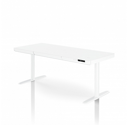 Elektrický výškově nastavitelný stůl sit-stand se zásuvkou a bezdrátovou nabíječkou Qi, bílý, 1600 mm: ELLIS Elektrický výškově nastavitelný stůl sit-stand se zásuvkou a bezdrátovou nabíječkou Qi, bílý, 1600 mm: ELLIS