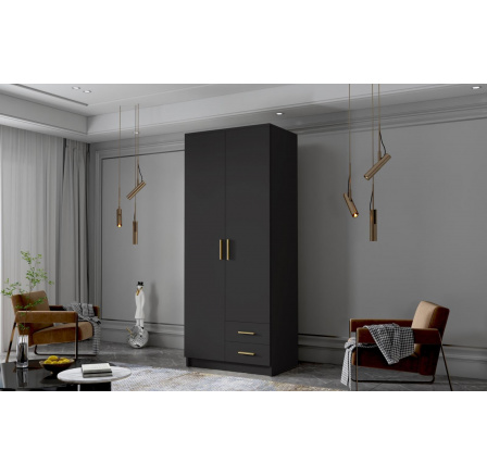 Skříň Arya I 80 - černá/zlaté úchytky