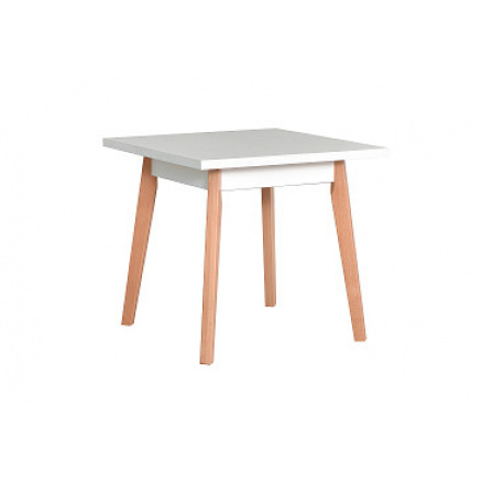 OSTENA 1 (OSLO 1) jídelní stůl čtverec- deska i RÁM lamino Bílá (borovice andersen)/ nohy buk přírodní - kolekce "DRE" (K150-Z)
