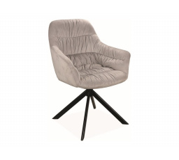 Jídelní židle otočná ASTORIA II VELVET, světle šedý Bluvel 03/černý mat