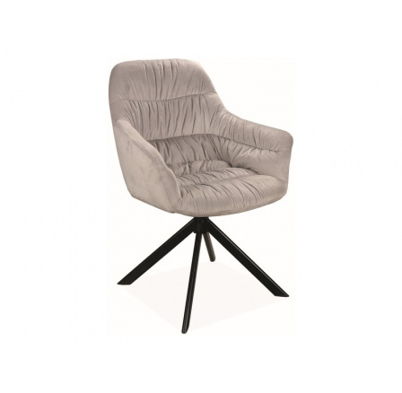 Jídelní židle otočná ASTORIA II VELVET, světle šedý Bluvel 03/černý mat