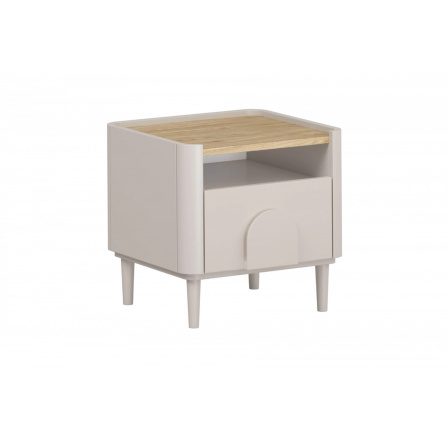 AMILIO NOČNÍ STOLEK 50 1KS - kašmír / olejovaný dub / úchyty kašmír / nohy kašmír