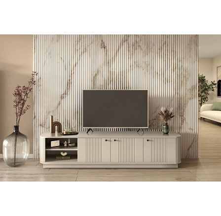 VESPER RTV 187 3D - kašmírové MDF / kašmír / černé úchyty / sokl VESPER RTV 187 3D - kašmírové MDF / kašmír / černé úchyty / sokl