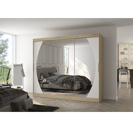 Posuvná skříň se zrcadlem CAMBE 250 Sonoma+White Posuvná skříň se zrcadlem CAMBE 250 Sonoma+White