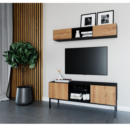 Lanzzi 120 TV skříňka Černý Mat/Dub Artisan Černý Mat, Dub Artisan 120x50